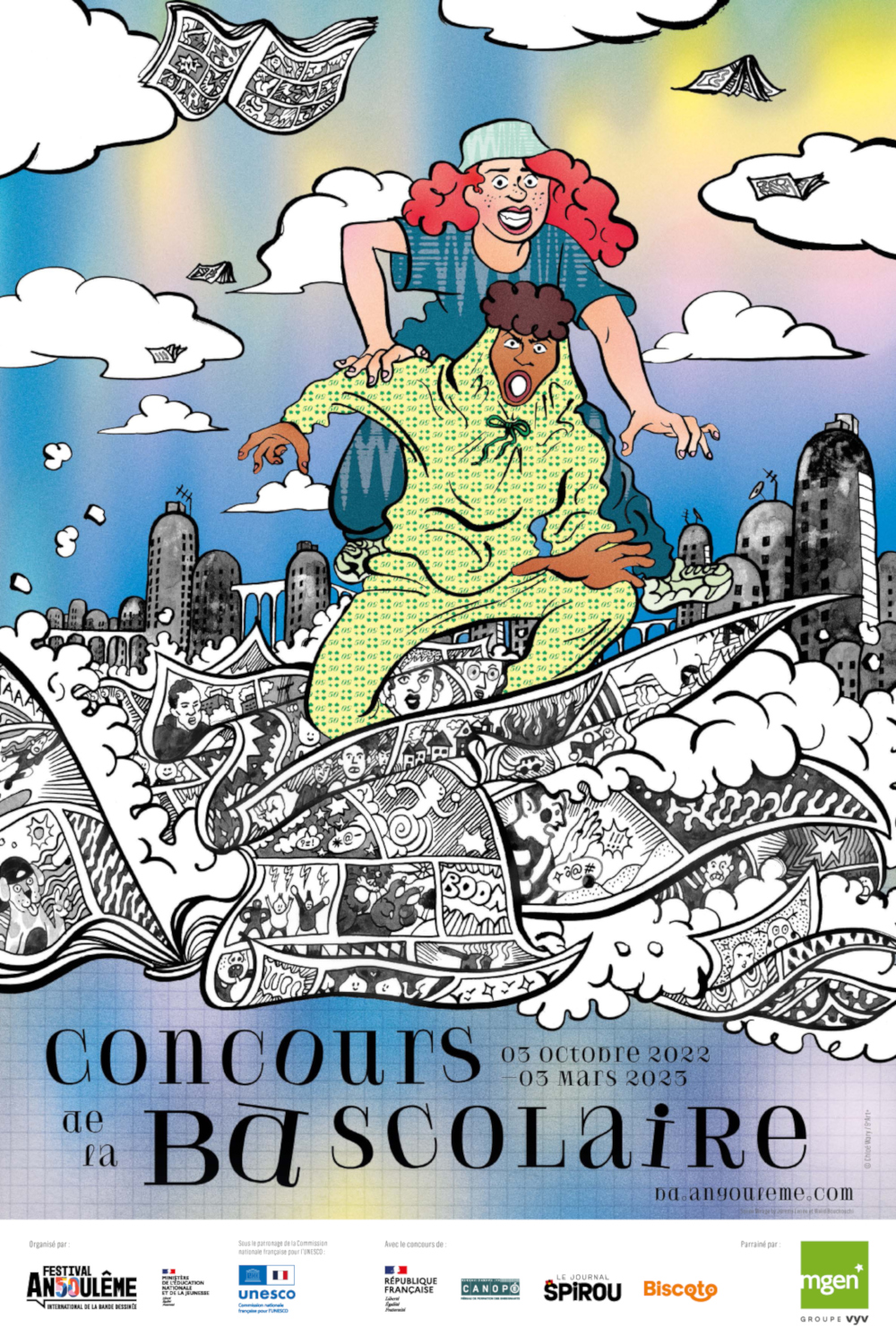Affiche ’CONCOURS DE LA BD SCOLAIRE - 03 OCTOBRE 2022 – 03 MARS 2023 - bdangouleme.com’