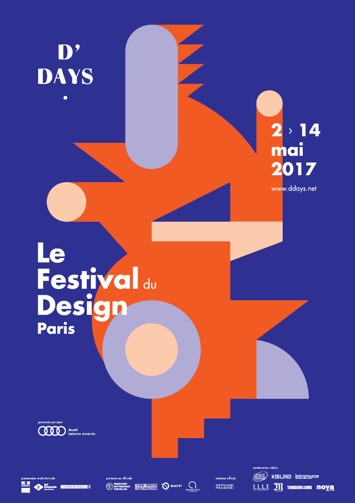 Affiche du festival ‘D’DAYS. 2 > 14 mai 2017 - www.ddays.net - Le Festival du Design Paris’