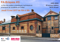 ‘FA-Briques #3 jeudi 11 mai 2017 de 10h à 16h’ les bâtiments en briques d’Anis Gras - logos