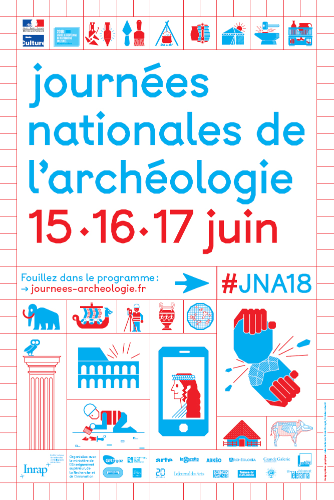 Affiche ‘journées nationales de l’archéologie 15◆16◆17 juin - #JNA18’