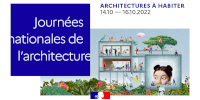 Bandeau ‘Journées nationales de l’architecture | ARCHITECTURE À HABITER - 14.10 — 16.10.2022’
