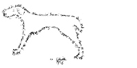 Lettre-calligramme de Le Corbusier :  le contour du texte est une silhouette de mouton
