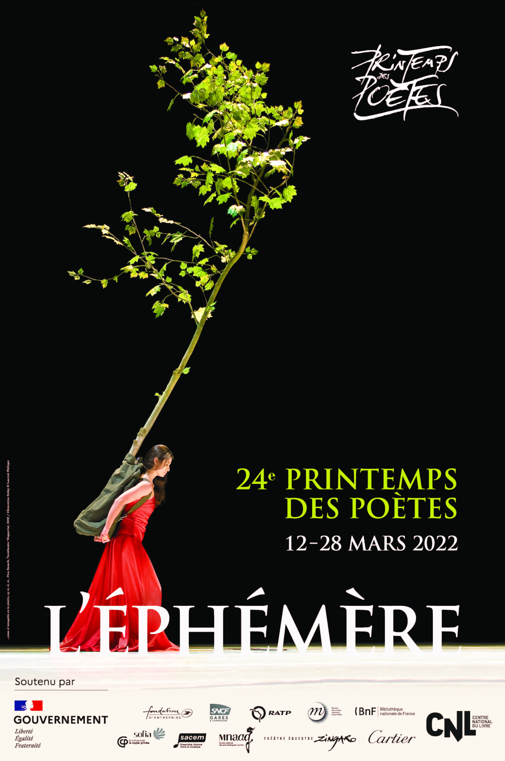 Affiche ‘LE PRINTEMPS DES POÈTES - 24ᵉ édition | 12-28 MARS 2022 - L’ÉPHÉMÈRE - logo’