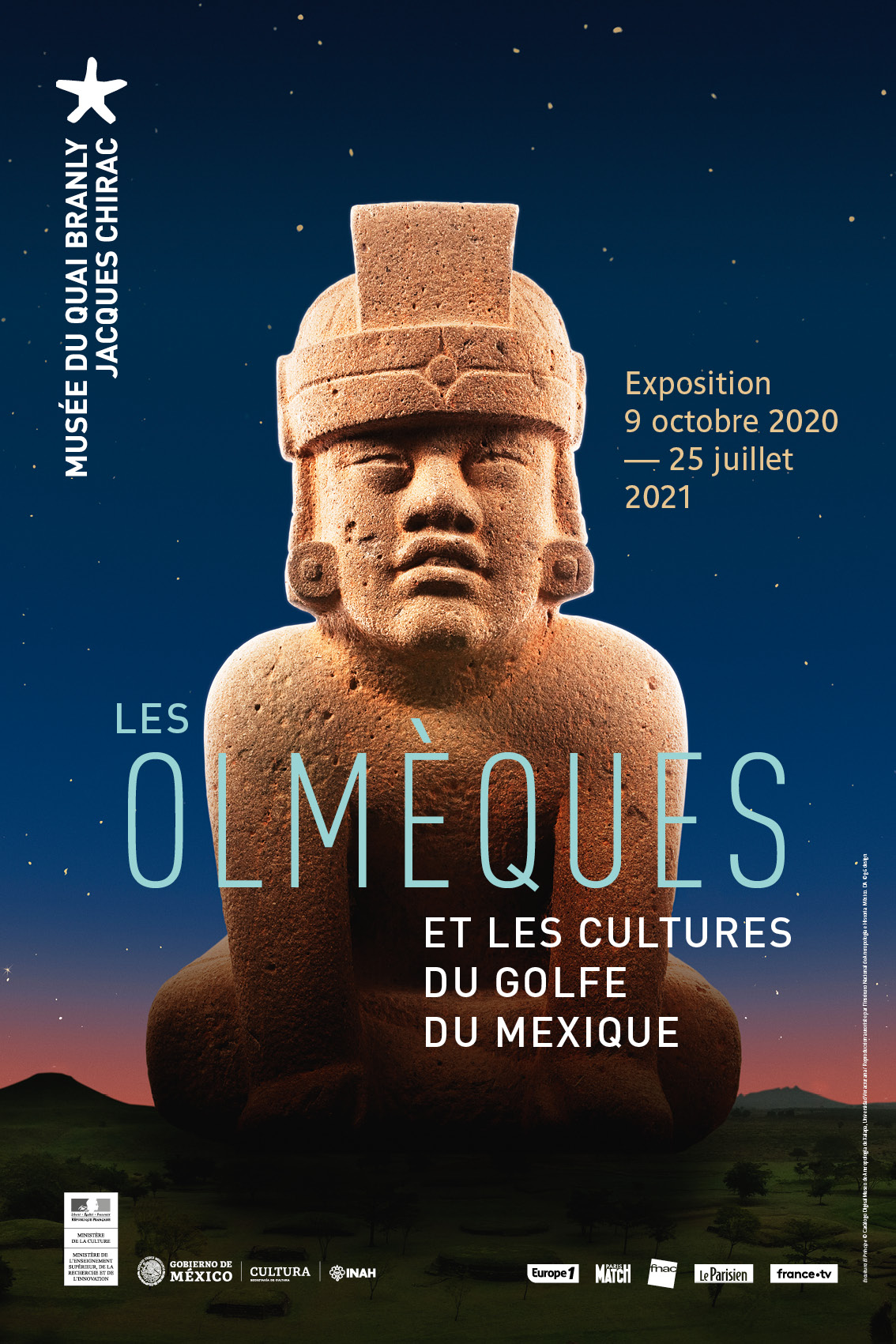 Affiche de l’exposition ‘Les Olmèques et les cultures du golfe du Mexique’