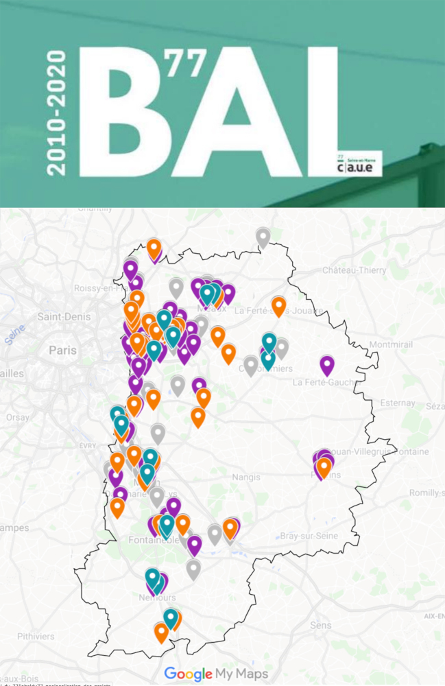‘2010-2020 | BAL 77 - CAUE 77’ Copie d’écran de la carte Google Maps du BAL