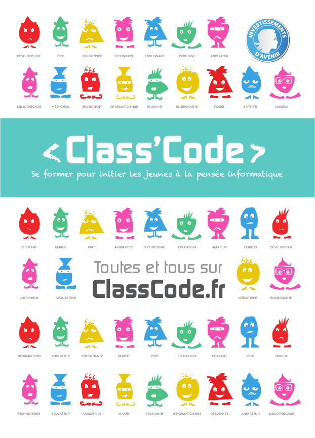 Affiche ‘<Class’Code> - Se former pour initier les jeunes à la pensée informatique’
