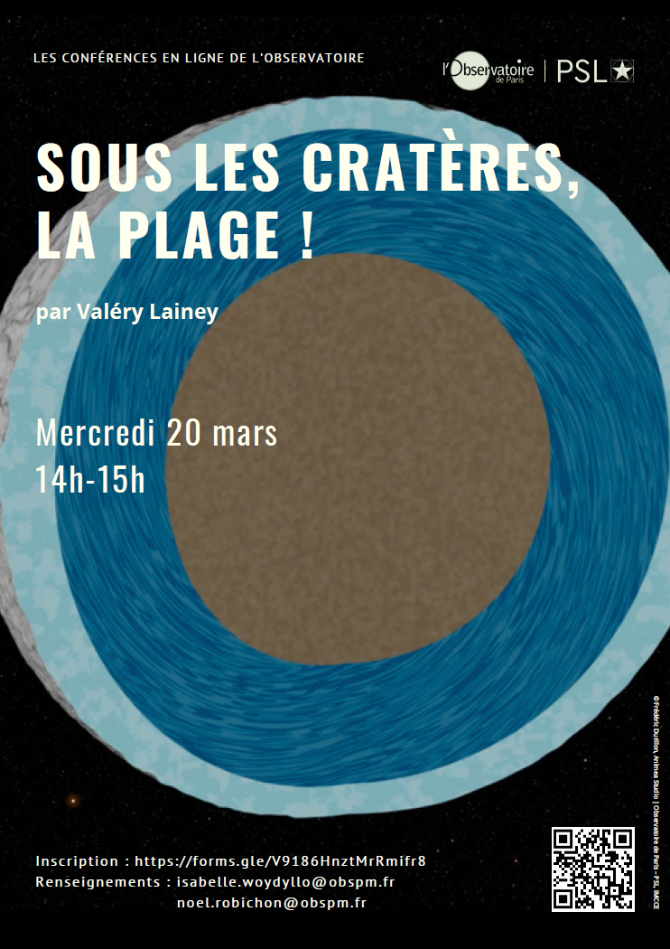 Affiche de la conférence en ligne ‘SOUS LES CRATÈRES, LA PLAGE !’
