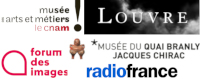 Logos : musées des arts et métiers, du Louvre, du quai Branly, Forum des images et Radio France