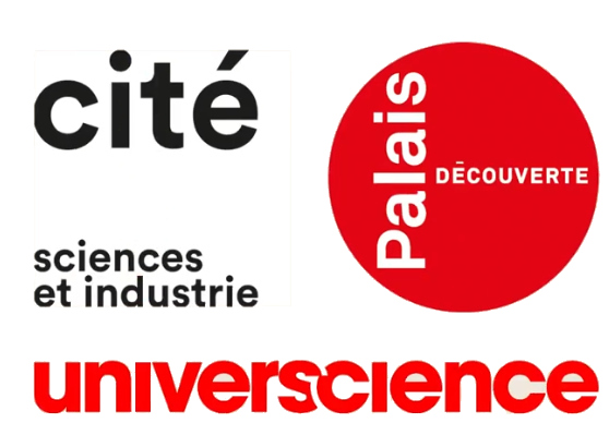 Logos du Palais de la découverte, de la Cité des sciences et de l’industrie et d’Universcience