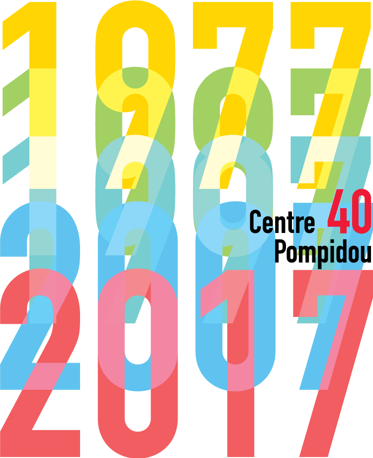 Visuel, dates superposées et décalées en hauteur ‘1977-1987-1997-2007-2017 Centre Pompidou 40’