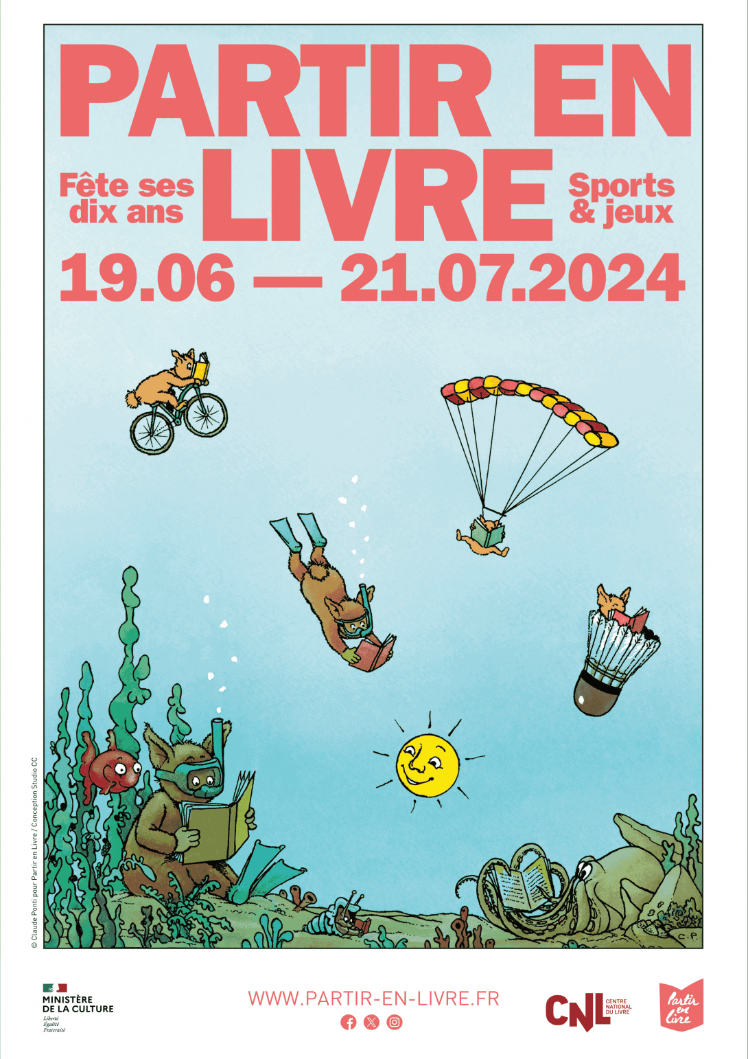 ‘PARTIR EN LIVRE  - Fête ses six ans - Sports & jeux - 19.06 — 21.07.2024 - WWW.PARTIR-EN-LIVRE.FR’