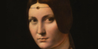 Léonard de Vinci, Portrait de femme, dit La Belle Ferronnière (détail), vers 1495-1499