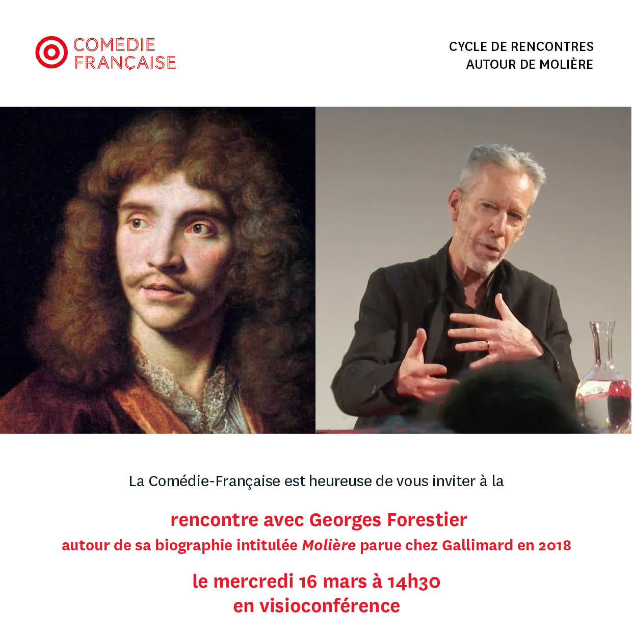 Invitation à la visioconférence de la Comédie-Française avec Georges Forestier