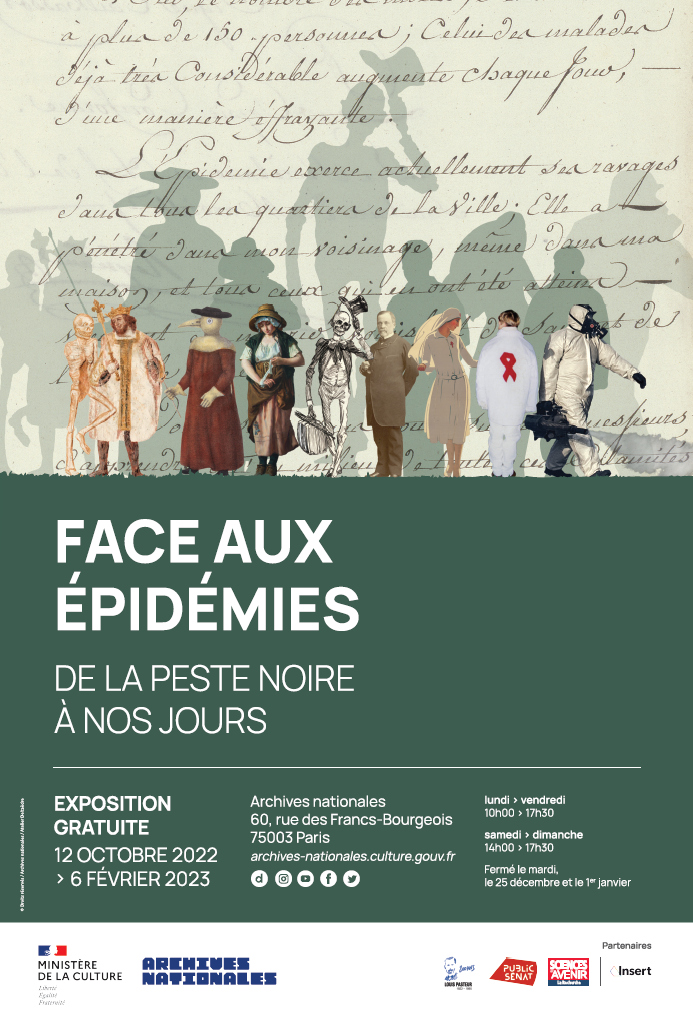 Affiche de l’exposition ‘Face aux épidémies. De la Peste noire à nos jours’