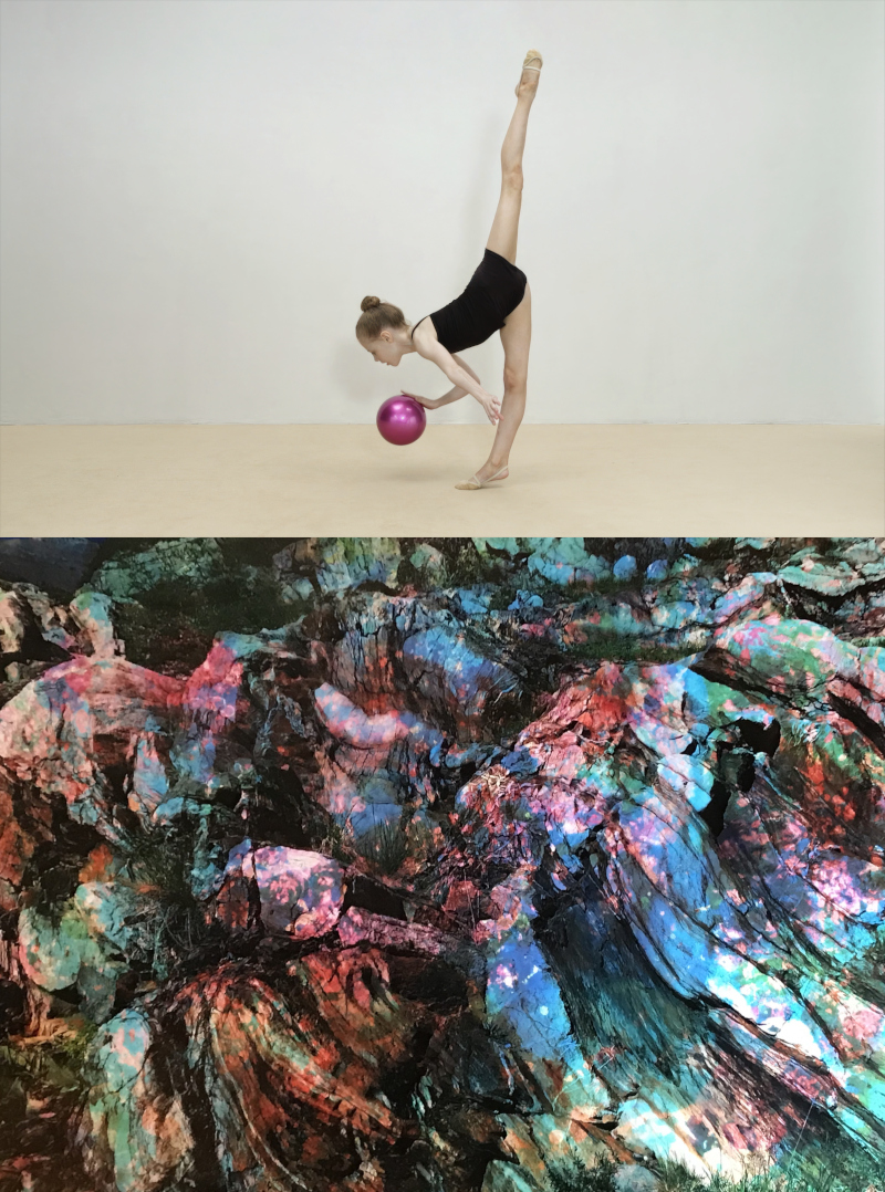 En haut, ‘Anna, The Gymschool, 2014, 15’ 16”’, en bas, ‘Cameleon Stones, 2020’