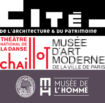 Les 4 logos : Cité de l’architecture et du patrimoine, théâtre de Chaillot, MAMVP, musée de l’Homme