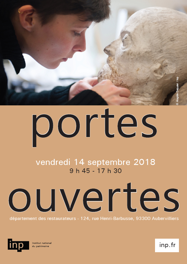 Affiche ‘Journée portes ouvertes - vendredi 14 septembre 2018 - département des restaurateurs - INP’