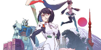 Personnages féminins de manga, 1 Gundam, Godzilla, Tour de Tokyo, le Fujiyama et soleil levant